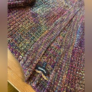 Express small S oversized rainbow 🌈 sweater cardigan marled marbel knit warm